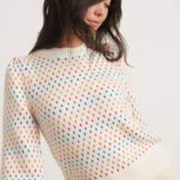 Marine Layer Alma Puff Sleeve Sweater Size M - Picture 5 of 6